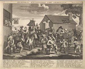 Hudibras begegnet dem Skimmington, Tafel 7: Illustrationen zu Samuel Butlers Hudibras, 1725-30 von Unbekannt
