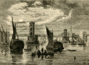 Hungerford-Hängebrücke, 1850, 1881 von Unbekannt