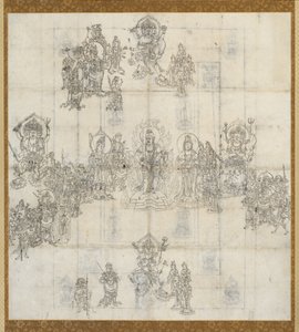 Ikonographische Skizze Zuzo für das Sutra-Mandala der Wohlwollenden Könige, 1100er von Unbekannt