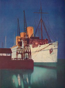Beleuchtet von Flutlichtern, wird das markante Erscheinungsbild der Empress of Britain betont, 19