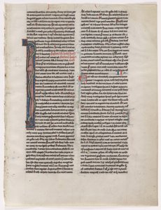 Initiale I: Verschlungene Bestie und Schlange: Blatt aus einer Bibel, 2 von 2 ausgeschnittenen Blättern, ca. 1225-1250