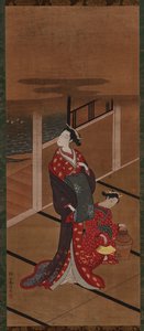Innenraum: Eine Yujo und eine Begleiterin beim Wassererhitzen, Edo-Periode, 1615-1868 von Unbekannt