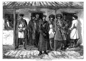 Innenansicht eines russischen Wachhauses, Krimkrieg, 1855