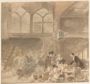 Innenraum eines Gasthauses, 1800er