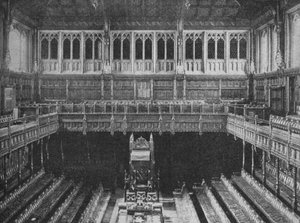 Innenansicht des Unterhauses, Westminster, Blick auf den Stuhl des Sprechers, 1909 von Unbekannt