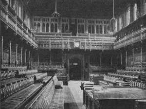Innenansicht des House of Commons, Westminster, Blick zur Fremdengalerie von Unbekannt