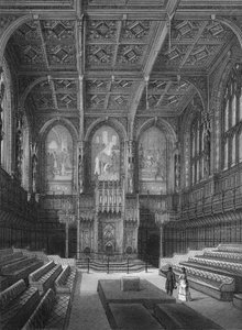 Innenansicht des House of Lords, Palace of Westminster, London, um 1878 von Unbekannt