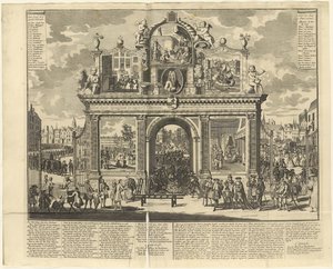 Anlagepläne: Gedenkbogen errichtet am Begräbnisort ruinierter Aktionäre, 1720 von Unbekannt