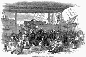 Irische Auswanderer, die in Waterloo Docks, Liverpool, nach Amerika einschiffen, 1850 von Unbekannt