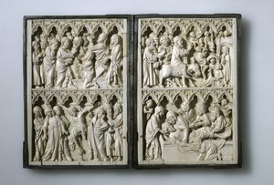Elfenbein-Diptychon mit Szenen aus dem Leben Christi, Eigentum von Königin Jadwiga von Polen, 14. Jahrhundert