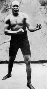 Jack Johnson, der erste schwarze Weltmeister im Schwergewichtsboxen, 1908