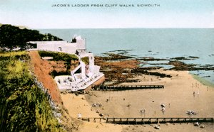 Jakobsleiter, gesehen vom Klippenweg, Sidmouth, Devon, frühes 20. Jahrhundert von Unbekannt