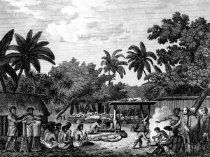 James Cook, englischer Navigator, Zeuge eines Menschenopfers in Tahiti Otaheite von Unbekannt