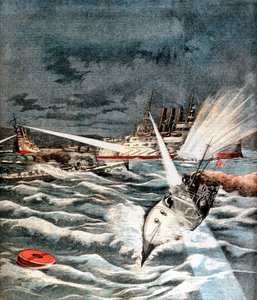 Japanische Torpedoboote bei einem Überraschungsangriff, Russisch-Japanischer Krieg, 1904 von Unbekannt