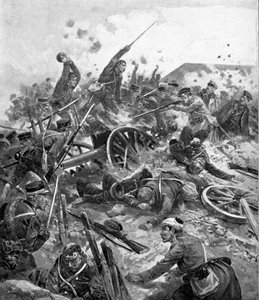 Japanische Truppen stürmen russisches Fort, Russisch-Japanischer Krieg, 1904-5 von Unbekannt