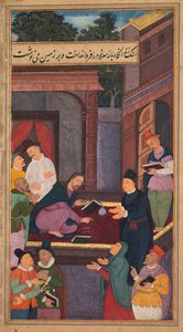Jesus schreibt auf den Boden, aus einem Spiegel der Heiligkeit Mirat al-quds..., 1602-1604