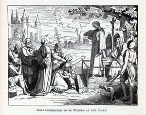 Juden zum Verbrennen auf dem Scheiterhaufen verurteilt, 1882
