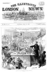 John Tyndall hält einen Vortrag über Elektromagnetismus an der Royal Institution, London, Mai 1870 von Unbekannt