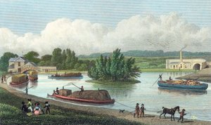Kreuzung des Regents Canal am Paddington Basin, London, 1828