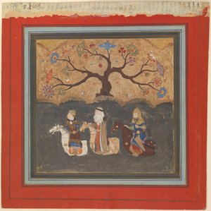 Kai Khusrau, Farangis und Giv überqueren den Fluss Jihun Oxus, Folio aus einem..., Mitte des 15. Jahrhunderts von Unbekannt