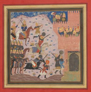 Kai Khusrau, Gudarz und Giv erobern die Festung des Dämons, Bahman ..., ca. 1430-40