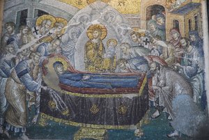 Kariye Camii (Kirche des Heiligen Erlösers in Chora) Fresko: Entschlafung (Tod Marias), Istanbul, Türkei