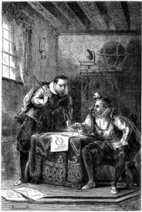 Kepler und Brahe arbeiten zusammen, ca. 1600, ca. 1870 von Unbekannt