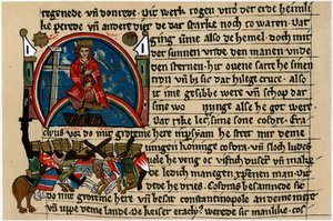 Chosrau II. von Persien mit Kreuz und Taube auf seinem mechanischen Thron