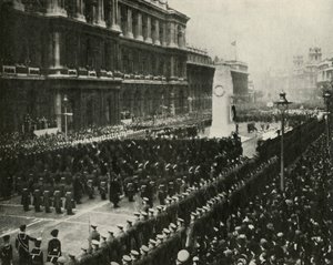 König George VI. bei der Teilnahme an der Waffenstillstandszeremonie am Kenotaph, Whitehall, 11. November 1936, 1937 von Unbekannt