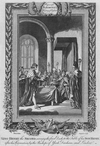 König Heinrich II. serviert die erste Speise am Tisch seines Sohnes, ca. 1787