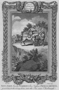 König Johann ersticht feige seinen Neffen Prinz Arthur, bevor er ihn ins Meer wirft, ca. 1787 von Unbekannt