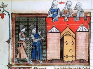 Tempelritter vor Jerusalem, um 1099, 14. Jahrhundert von Unbekannt
