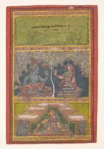 Krishna und Radha im Gespräch: Seite aus einem verstreuten Gita Govinda..., 18. Jahrhundert von Unbekannt