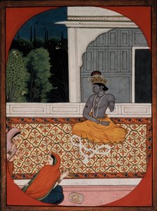 Krishna legt seinen Kranz ab, ca. 1800 von Unbekannt