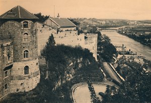 Der Turm der Zitadelle und Panorama der Maas, um 1900