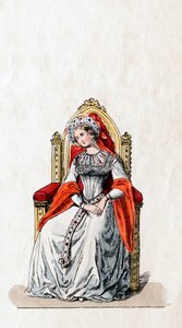Hofdame, Kostümentwurf für Shakespeares Stück, Heinrich VIII., 19. Jahrhundert von Unbekannt