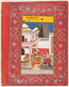 Dame, die sich nach ihrem Liebhaber sehnt, Varari Ragini von Dipak, aus einem Ragamala, 1650-60