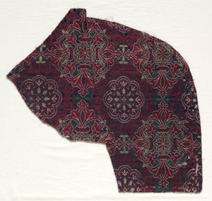 Lampas-Fragment mit Blattmedaillons, 1300-1499 von Unbekannt