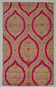 Lampas mit floralen Medaillons im ogivalen Gitter, 1550-1575 von Unbekannt
