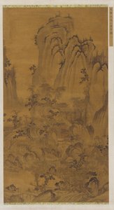 Landschaft: eine Bergschlucht, ein Bach, Gebäude und Menschen, Ming-Dynastie, 15.-16. Jahrhundert von Unbekannt