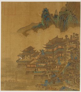 Landschaft: ein Palast zwischen See und Bergen, Ming- oder Qing-Dynastie, 17. Jahrhundert von Unbekannt