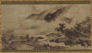 Landschaft: Berge, Nebel und Bach, Edo-Periode, 18. Jahrhundert von Unbekannt