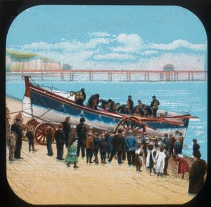 Das Starten des Rettungsbootes, ca. 1900 von Unbekannt