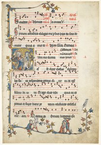 Blatt aus einem Antiphonar: Initiale Q mit den Heiligen Petrus und Paulus, ca. 1325