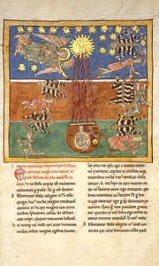 Blatt aus einem Beatus-Manuskript: Beim Klang der fünften Engelsposaune..., ca. 1180 von Unbekannt