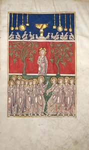 Blatt aus einem Beatus-Manuskript: Die Öffnung des fünften Siegels, ca. 1180 von Unbekannt
