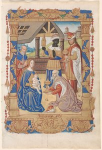 Blatt aus einem Stundenbuch: Anbetung der Heiligen Drei Könige recto, um 1510