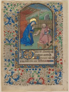Blatt aus einem Stundenbuch: Die Geburt Christi recto, ca. 1430 von Unbekannt