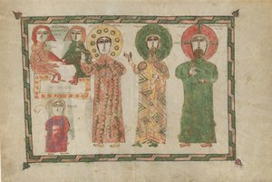 Blatt aus einem Evangelienbuch mit vier stehenden Evangelisten, Armenisch, 1290-1330 von Unbekannt