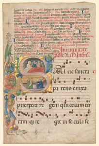 Blatt aus einem Graduale: Historisierte Initiale S[alve Sancta Parens]..., ca. 1420-1450